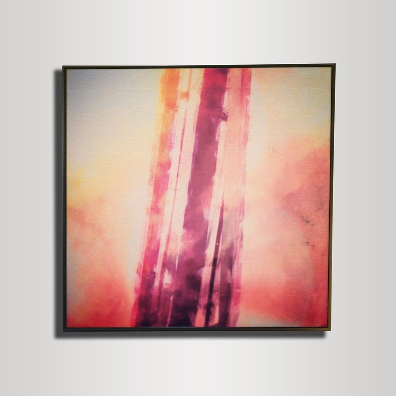 Large square abstract canvas print Pink and peach abstract wall art Abstract modern minimalist wall art in pretty pink and orange.
