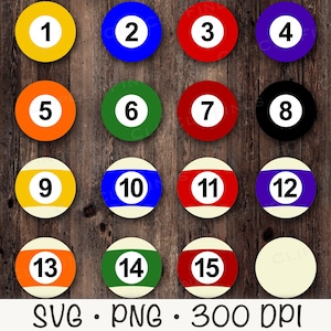 Pool Billiard Balls, 8 Ball, SVG, PNG, Clip Art, Instant Digital Download