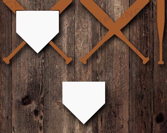 Crossed Baseball Bat with Home Plate SVG, Crossed Baseball Bat SVG, Monogram Sublimation, Instant Digital Download