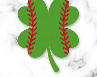 Baseball Clover PNG, Saint Patrick's Day Baseball SVG, Shamrock, Baseball Stitching, T-Shirt Design, Lucky Irish Baseball, Digital Download