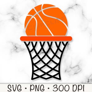 Basketball and Basketball Hoop SVG, Basketball PNG, Basketball Silhouette, Sublimation, T-Shirt Design, Vector, T-Shirt Design, Digital File