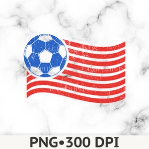 Könnte beinhalten: Ein Grafikdesign mit einem blau-weißen Fußball links neben einer Reihe horizontaler, gewellter roter und weißer Streifen. Das Bild hat eine abgenutzte, verwitterte Textur und enthält den Text PNG 300 DPI.