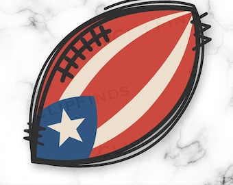 Football PNG, Puerto Rican Flag Heart, Puerto Rican Flag Football, Vintage, Retro, Boricua, Scribble, Hand-Drawn, Sublimation, T-Shirt PNG