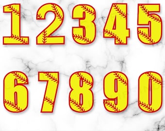 Softball Numbers PNG, Softball Numbers SVG, Softball Number Sublimation, Digital Download
