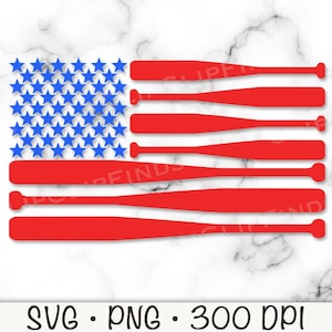 American Flag Baseball Bat, American Flag Bats, Patriotic Baseball, July 4th, SVG, PNG, Sublimation, Instant Digital Download