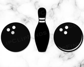 Bowling Pin SVG, Bowling Ball SVG, Bowling Silhouette, Bowling PNG, Instant Digital Download