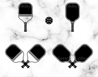 Pickleball SVG, Pickleball PNG, Clipart, Pickleball Silhouette, Crossed Paddle, Vector, Sublimation, T-Shirt Design File, Digital Download
