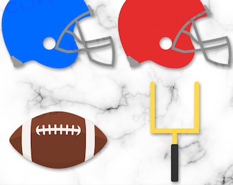 Football Bundle Pack SVG, Football PNG, Goal Post, Football Helmet SVG, Football Gear, Topper, Vector, Red, Blue, Digital Download