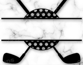 Crossed Golf Clubs Monogram SVG, Golf Split Name Frame SVG, PNG, Golf ...