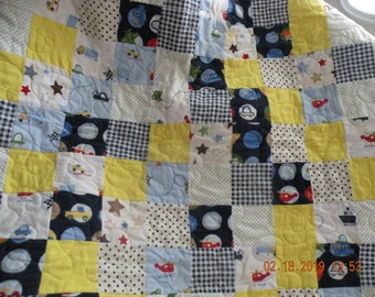 Baby Boy Flannel Baby Boy Quilt - 40 x 41