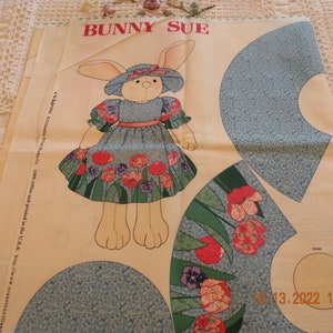 Bunny Sue Stuffed Doll Fabric Kit with Directitons 23 tall image 1