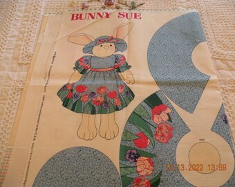 Bunny Sue Stuffed Doll Fabric Kit with Directitons - 23" tall -