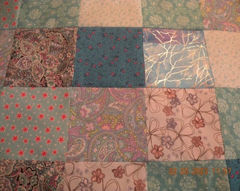 Lap Quilt Top - Your Color Choice.  Beautiful colorful hand made lap quilt top. apx. 52 x 56"