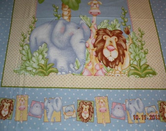 Super Cuddly Jungle Animal Theme Baby Quilt - Baby Flannel - LAST ONE - Free Ship