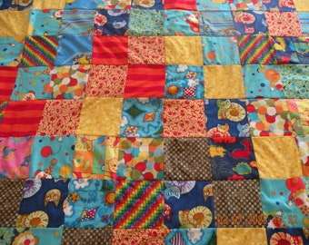 NEW Youth Toddler Colorful Cotton Quilt - Handmade  52 x 52" OOAK