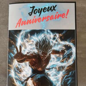 Carte d'anniversaire thème dragon Ball Z, manga,  imprimable, carte d'anniversaire gamer imprimable, pour adolescent, pour fils, jeu vidéo..