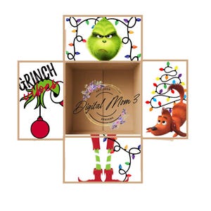 Zestaw naklejek na paczki z opieką - Grinch Vibes Wesołych Świąt/CollegeCarePackage/Deployment/Military/Missionary/DecoratedBoxFlaps/Christmas/Present
