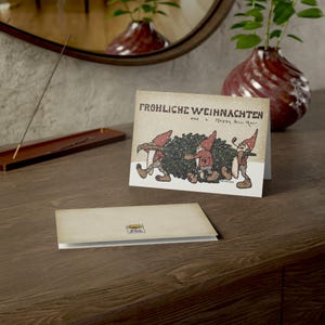 Fröhliche Weihnachten! (Merry Christmas!) Vintage German Illustration Greeting Cards (1, 10, 30, and 50pcs)