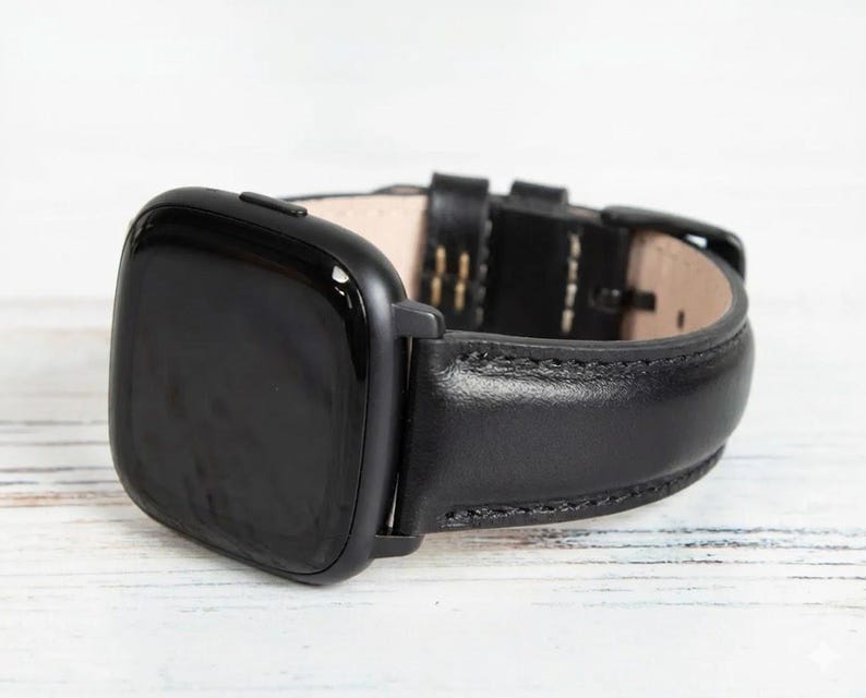 Personalized Leather Fitbit Versa Band, Handmade Watch Strap image 7