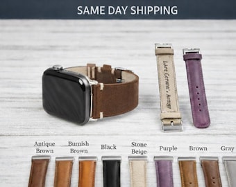 Personalized Leather Fitbit Versa Band, Handmade Watch Strap