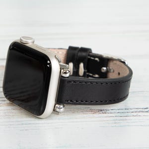 Leather Apple Watch Band 40/41/42/44/45/46/49mm Women, Slim Strap for iWatch Series 10 9 8 7 6 SE Ultra - Gift for Mom, Sister, Girlfriend