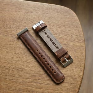 Personalized Leather Fitbit Versa Band, Handmade Watch Strap image 2