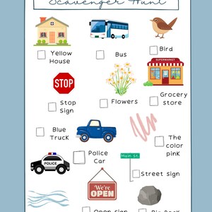 Kid's Printable Car Ride Scavenger Hunt With Pictures- Kids Activities ...