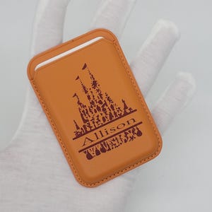 Cartera/tarjetero de cuero magnético con diseño de personajes de Disney Castle, perfecto con MagSafe para iPhone, Samsung y otros, con carga inalámbrica