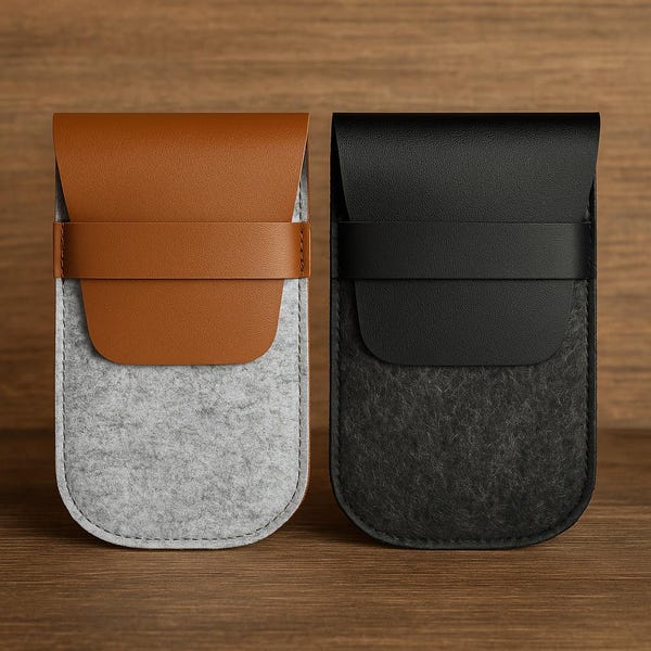Personalized Watch Pouch, PU Leather & Felt Travel Sleeve