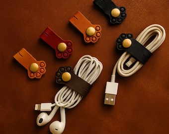High Quality PU Leather Paw Cable Organizers | Cute Cord Clips | Earphone & Charger Holder | Durable Wire Management Accessories
