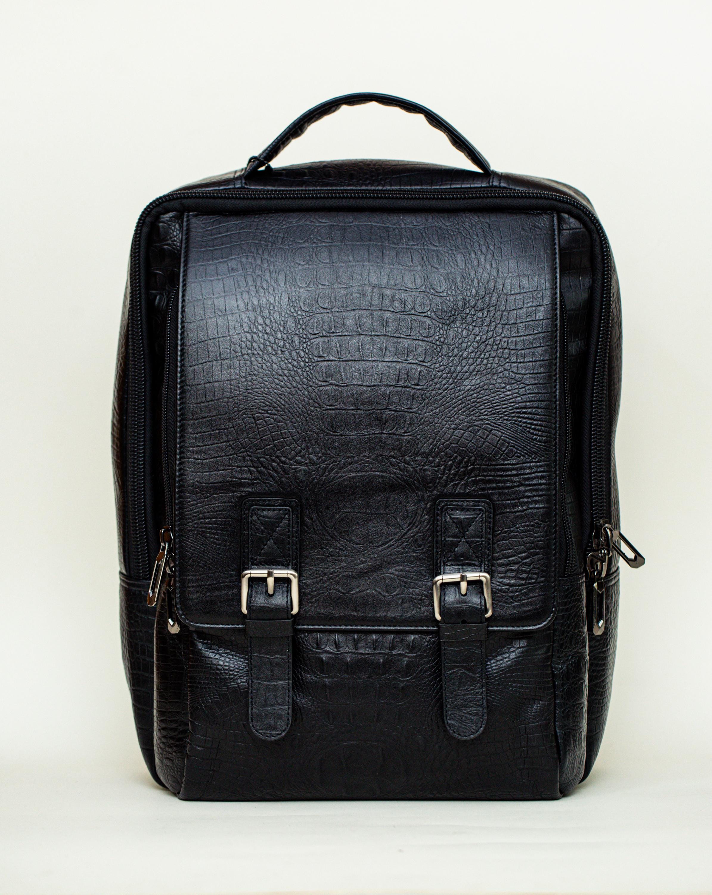 Handmade Crocodile Embossed Leather Laptop Backpack – Work 