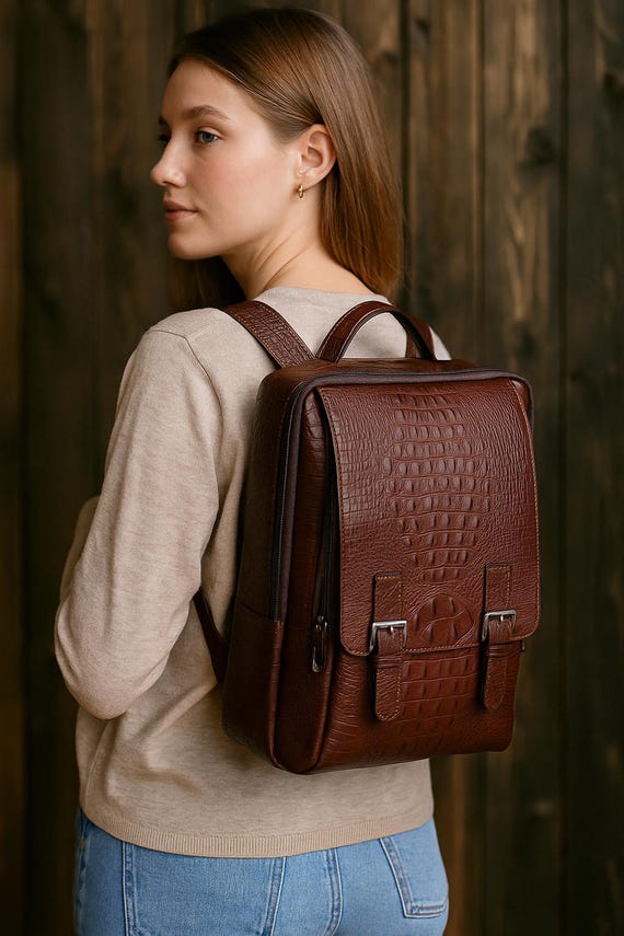 crocodile leather backpack Genuine Matte – Taraiga this stylish and functional accessory elevates your everyday look with its unique texture and sophisticated appeal Adventure Backpack - Alligator Black
