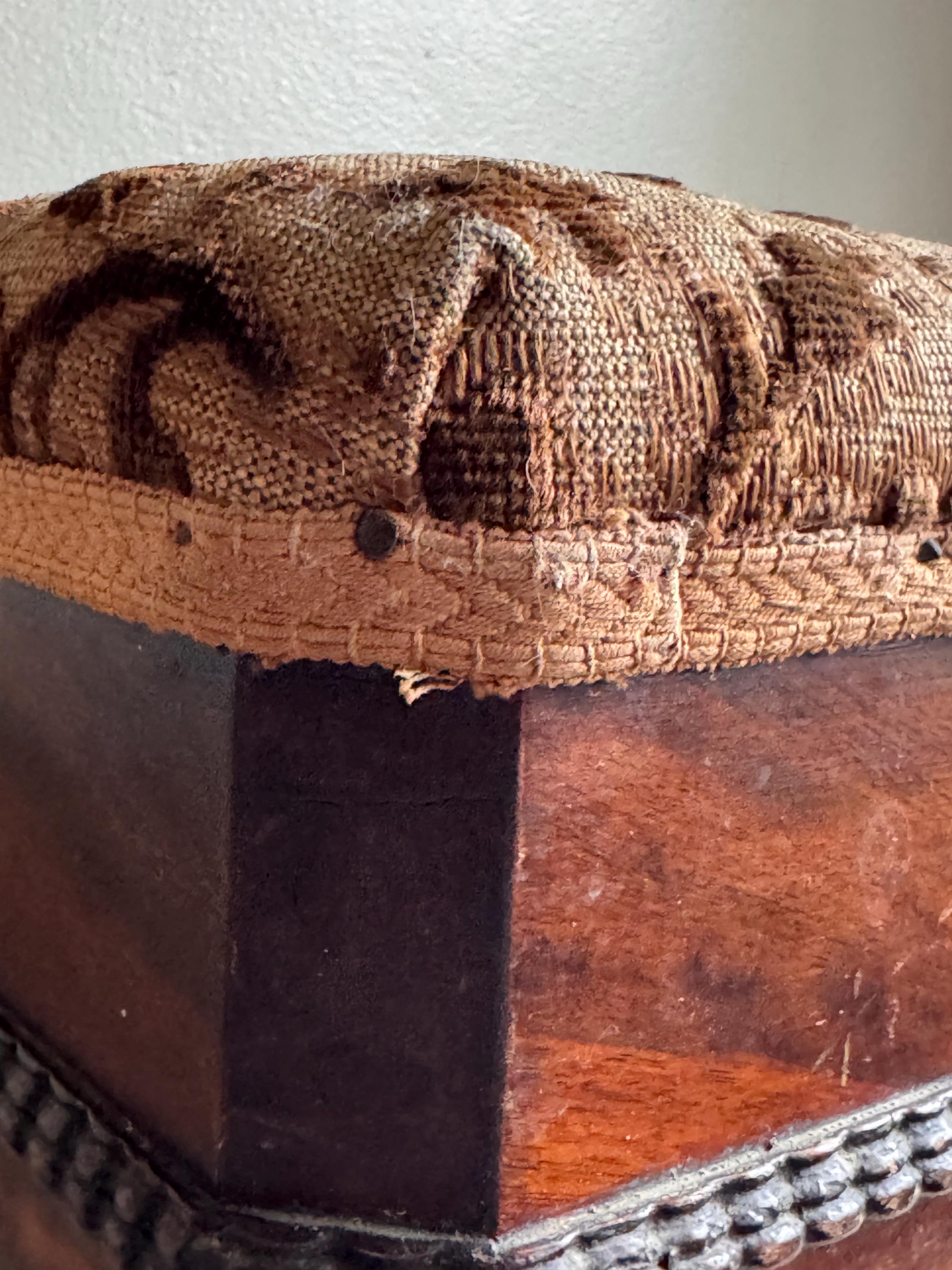 Early 1900s Primitive Wooden Footstool Carved Folk Art Stool Antique ...