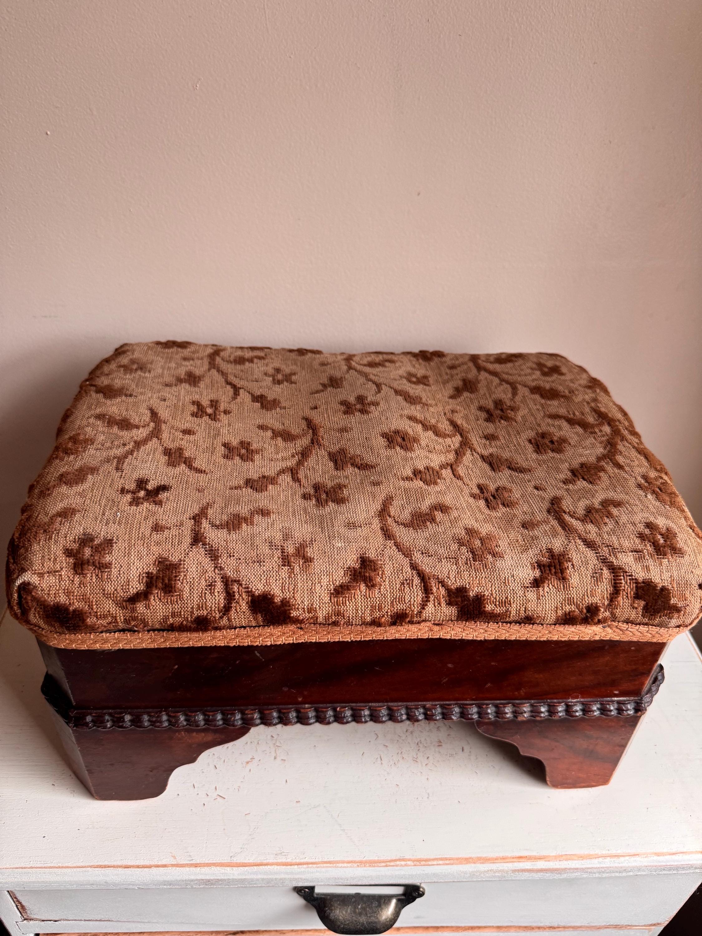 Early 1900s Primitive Wooden Footstool Carved Folk Art Stool Antique ...