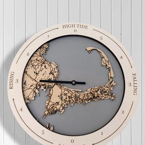 Cape Cod Tide Clock, Stained Basswood, Coastal Decor