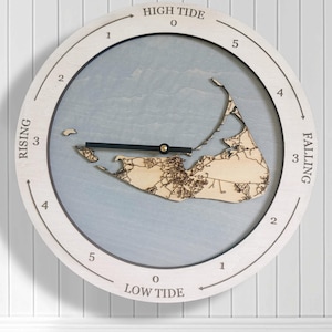 Nantucket Tide Clock, Coastal Decor, Desktop or Wall Mount