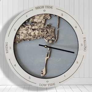 Chatham Cape Cod Tide Clock, Stained Coastal Decor, Wall Mount