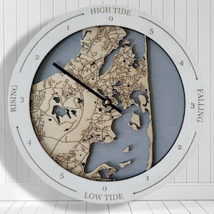 Orleans, Cape Cod, MA Tide Clock, Stained, Desktop or Wall Mount, Coastal Decor, New Homeowner Gift, Engagement Gift