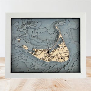 Carte de la profondeur de l'océan Nantucket, décoration murale Nantucket