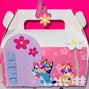 Bluey favor Boxes, girl bluey candy boxe, bluey pink Gable boxes, bluey Candy bags, bluey party favors, party favor box, candy bags for kids