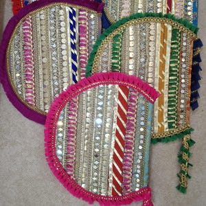 Colorful Indian handfans for wedding favors
