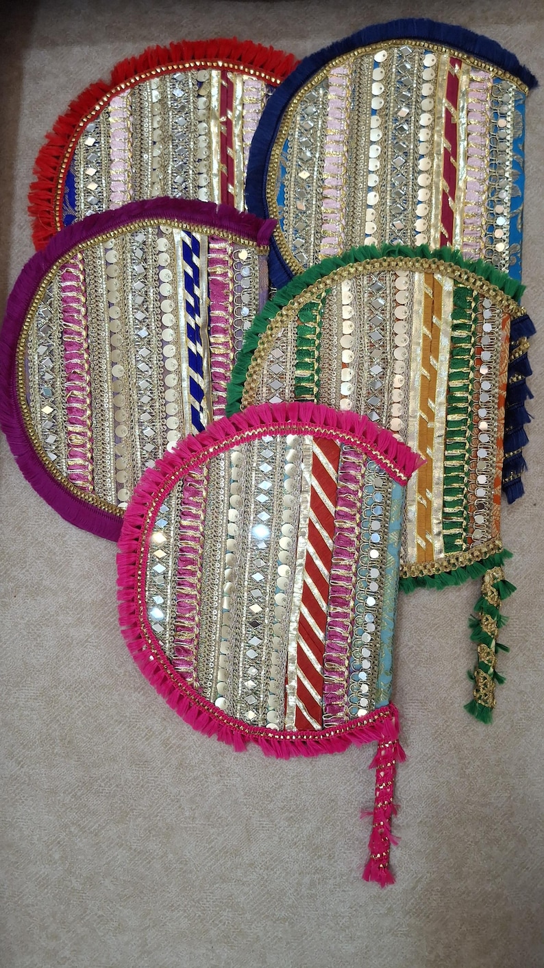 Colorful Indian handfans for wedding favors