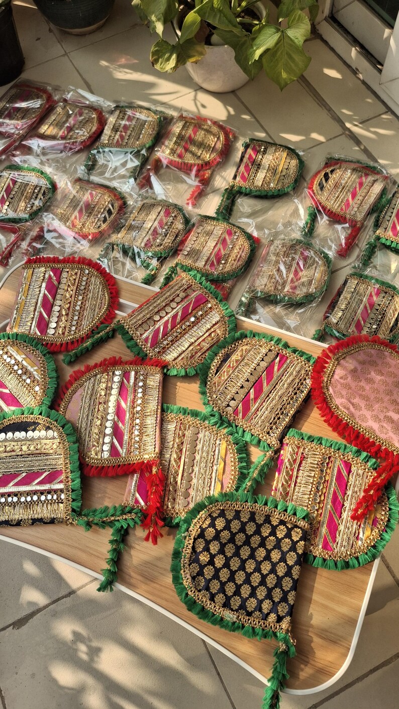 Hand fans for Party favors Indian Wedding Favors Baby Shower Giveaway Indian Sangeet Mehndi decorated South Asian Wedding Bridesmaid gifts image 14