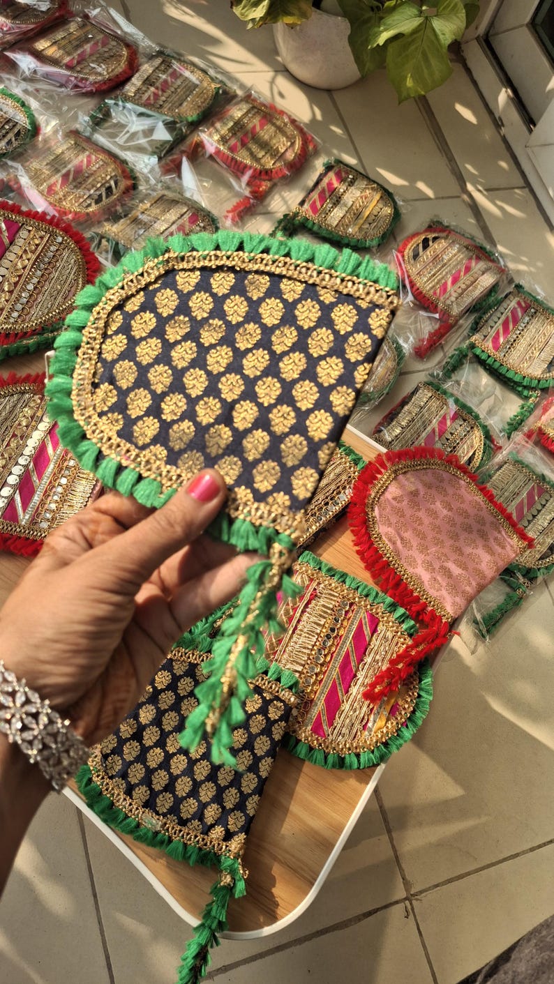 Hand fans for Party favors Indian Wedding Favors Baby Shower Giveaway Indian Sangeet Mehndi decorated South Asian Wedding Bridesmaid gifts image 11