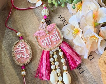 Bhai Bhabhi Rakhi Lumba Set Handcrafted Beaded Rakhdi for Brother Sister-in-Law Traditional Raksha Bandhan Rakhi Pair from India