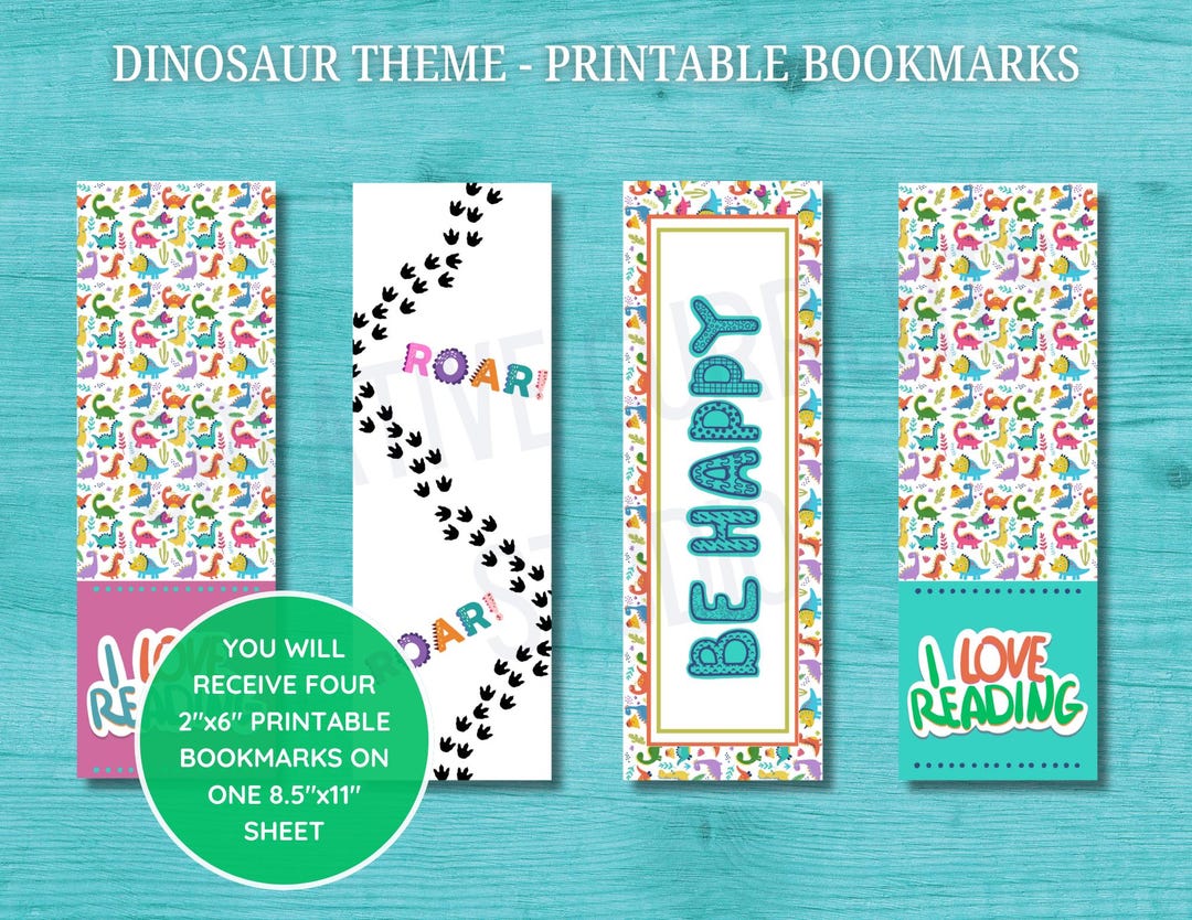 Printable Bookmarks for Kids, Dinosaur Bookmarks, Stocking Stuffers for ...