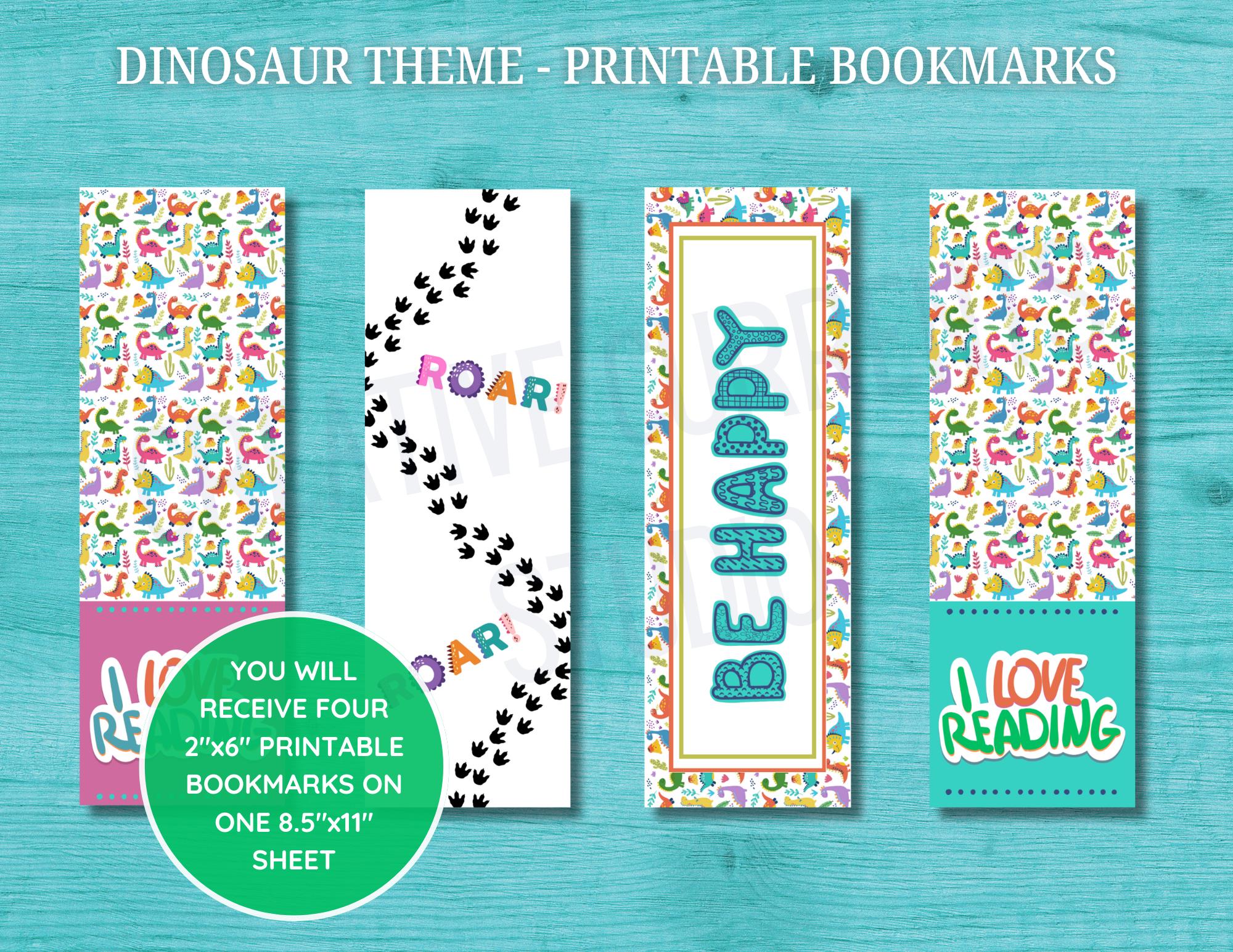 Printable Bookmarks for Kids, Dinosaur Bookmarks, Stocking Stuffers for ...