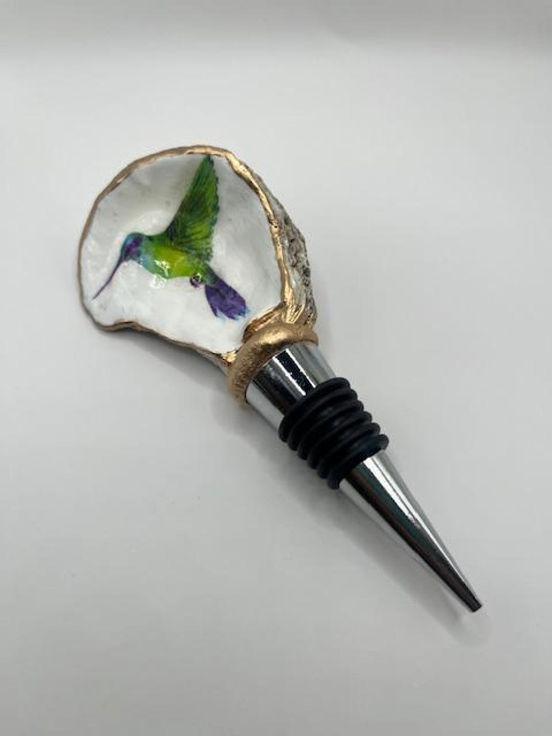 Handmade Oyster Shell Wine Stopper: Hummingbird Nautical Decor - Etsy