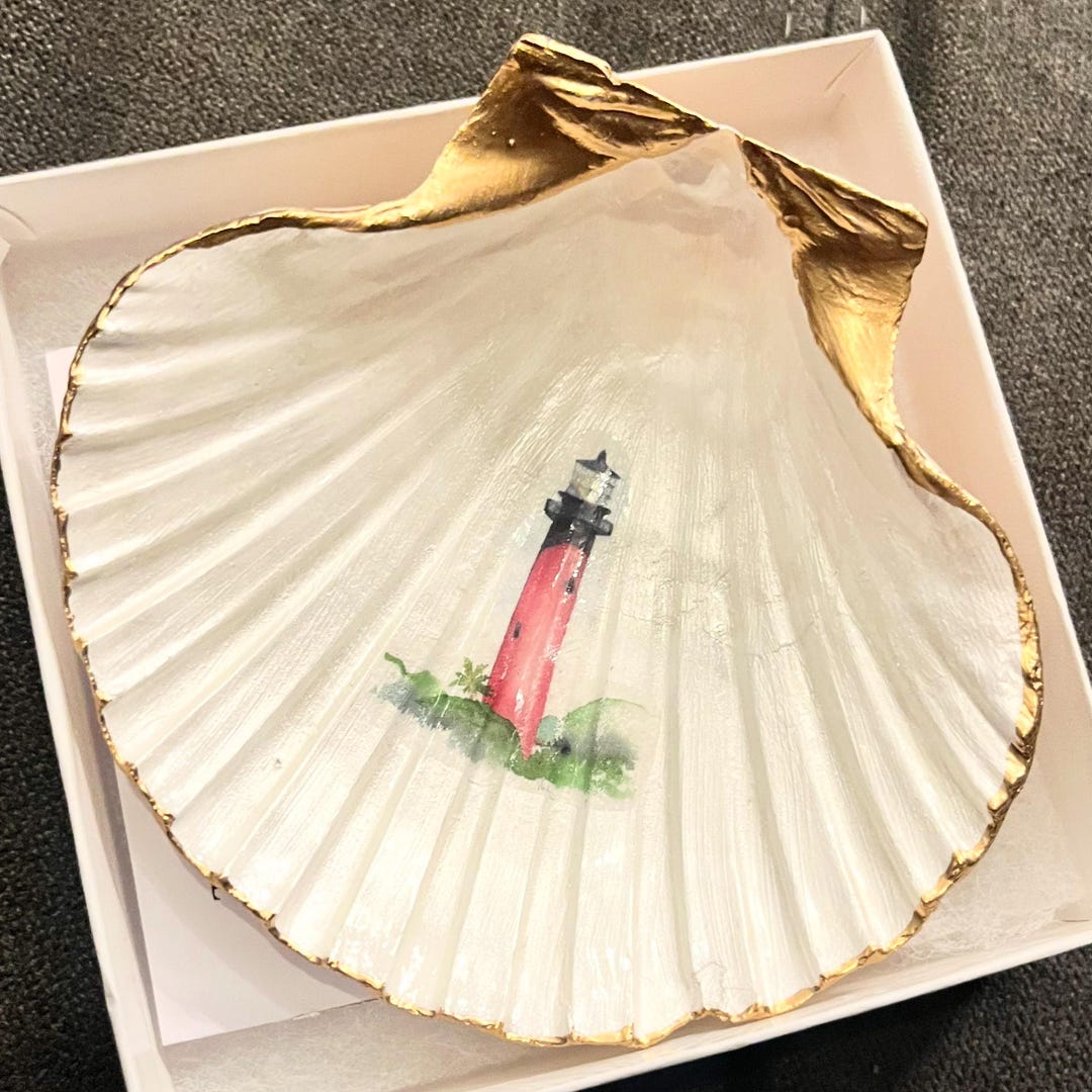 Handmade Scallop Shell Ring Dish: Coastal Jewelry Holder Jupiter ...