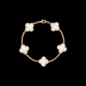 Guilloche Vintage Alhambra Styled 5 Motif 18ct Yellow Gold Bracelet